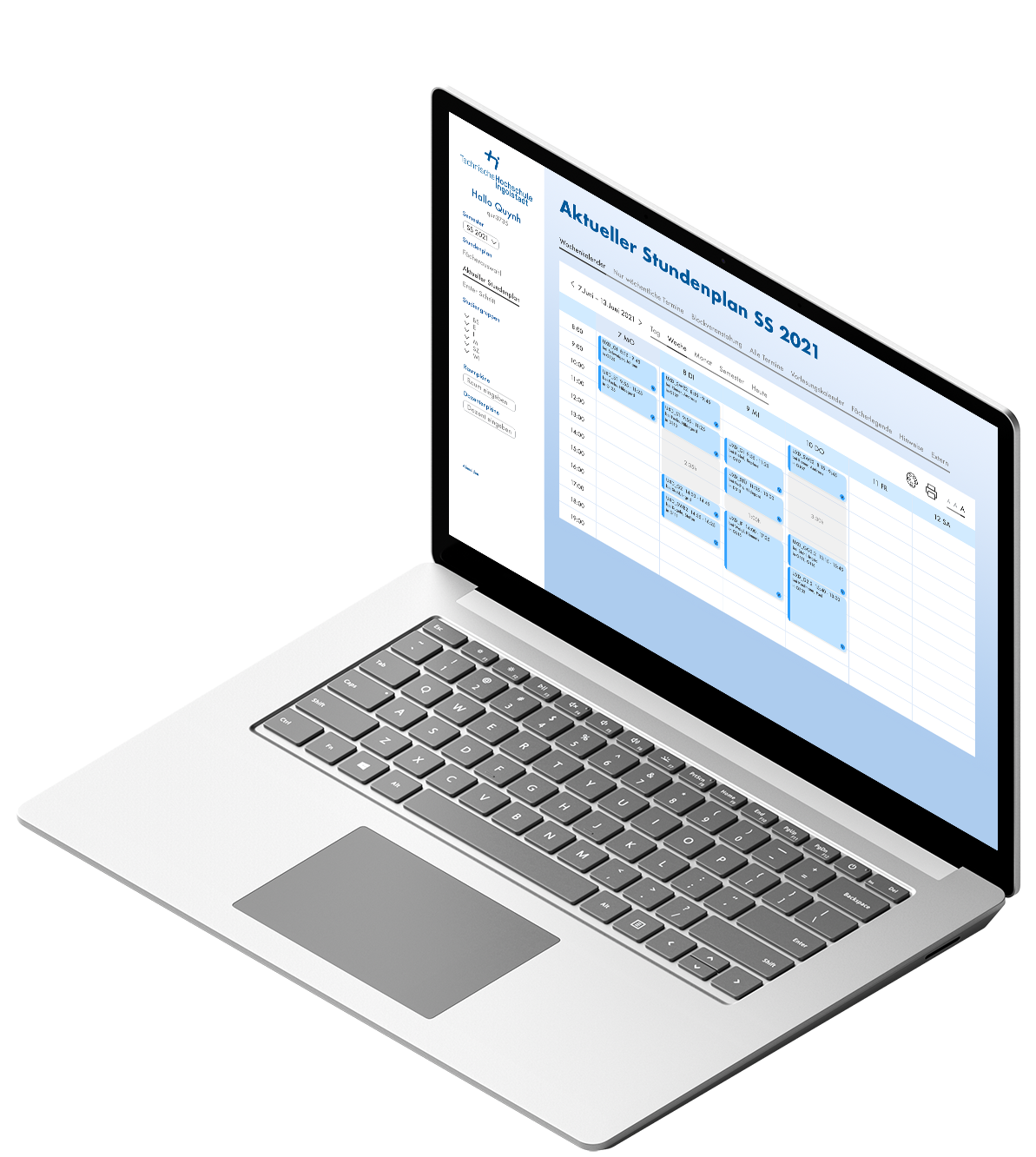 Desktop Mockup of Timetable Application